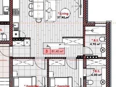 Penthouse , 81 m², Rîșcani