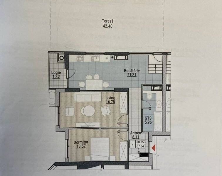 Penthouse cu terasă panoramică în Durlești — Colina Verde