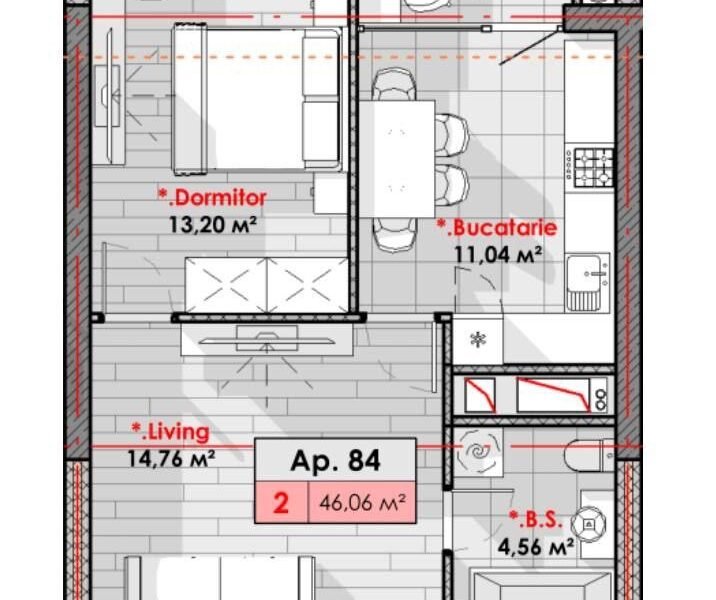 Rîșcanovca / Gara de Nord, Lagmar SmartHome, 46,06 m