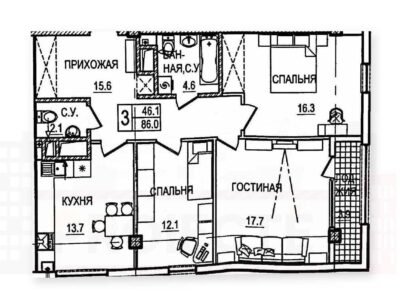 Botanica, 3 dormitoare, str. Tudor Strișcă, 86 m²