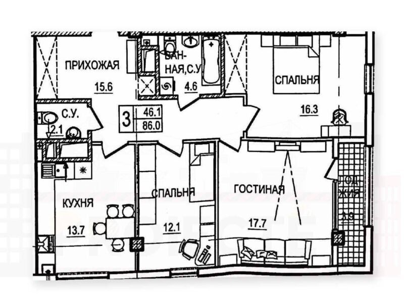 Botanica, 3 dormitoare, str. Tudor Strișcă, 86 m²