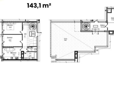 Penthouse 143,1 m2 în 2 etaje. Poșta - Veche